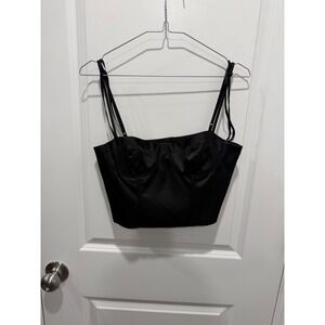 Antonio Melani Womens Bustier Crop Top Underwire Satin Black 6